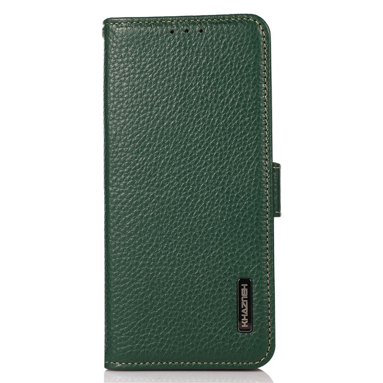 KHAZNEH For OnePlus 13 Phone Case Genuine Cow Leather Cover RFID Blocking - Green