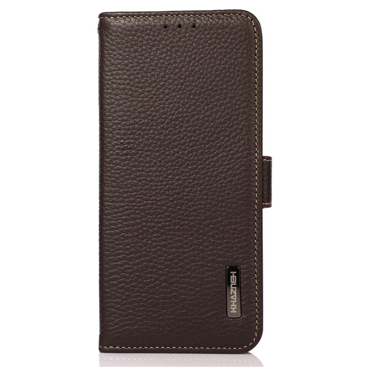 KHAZNEH For OnePlus 13 Phone Case Genuine Cow Leather Cover RFID Blocking - Brown