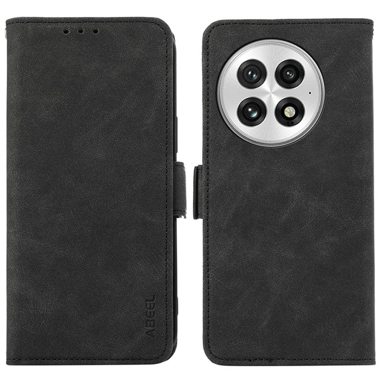 ABEEL For OnePlus 13 Case PU Leather Folio Stand View RFID Blocking Phone Cover - Black