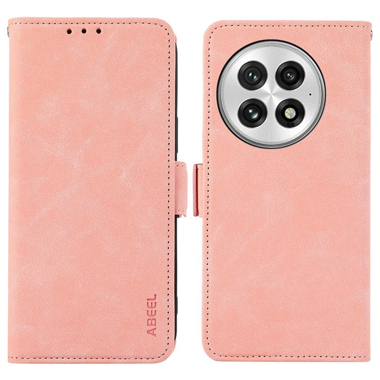 ABEEL For OnePlus 13 Case PU Leather Folio Stand View RFID Blocking Phone Cover - Pink