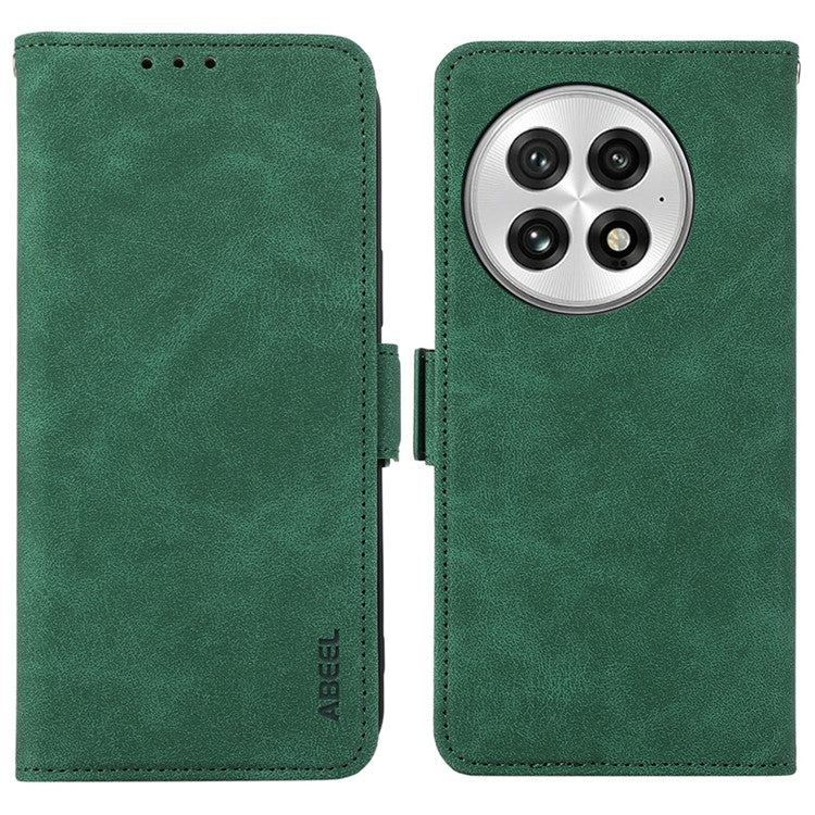 ABEEL For OnePlus 13 Case PU Leather Folio Stand View RFID Blocking Phone Cover - Green