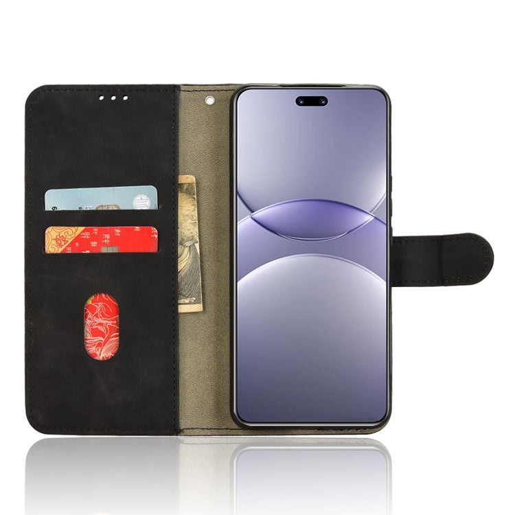 For Huawei nova 13 Pro 5G Leather Case Skin-Feel Anti-Drop Wallet Flip Phone Cover - Black