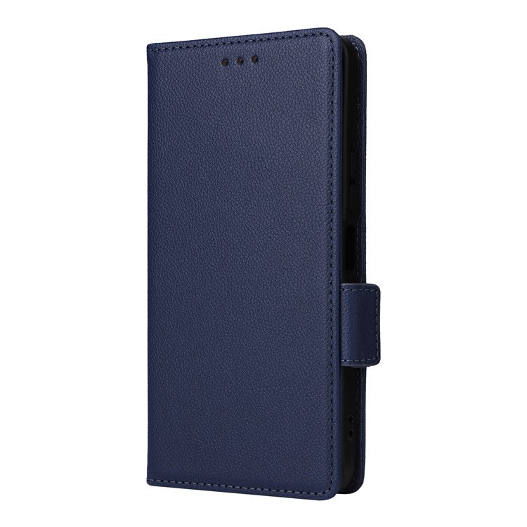 For vivo Y19s 4G Case Litchi Texture PU Leather Wallet Flip Phone Cover - Dark Blue