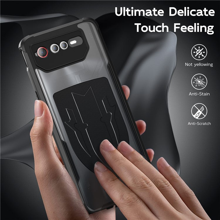 For Asus ROG Phone 7 5G / Phone 6 5G Shield Heat Dissipation Phone Case Liquid Silicone+PC Back Cover - Black