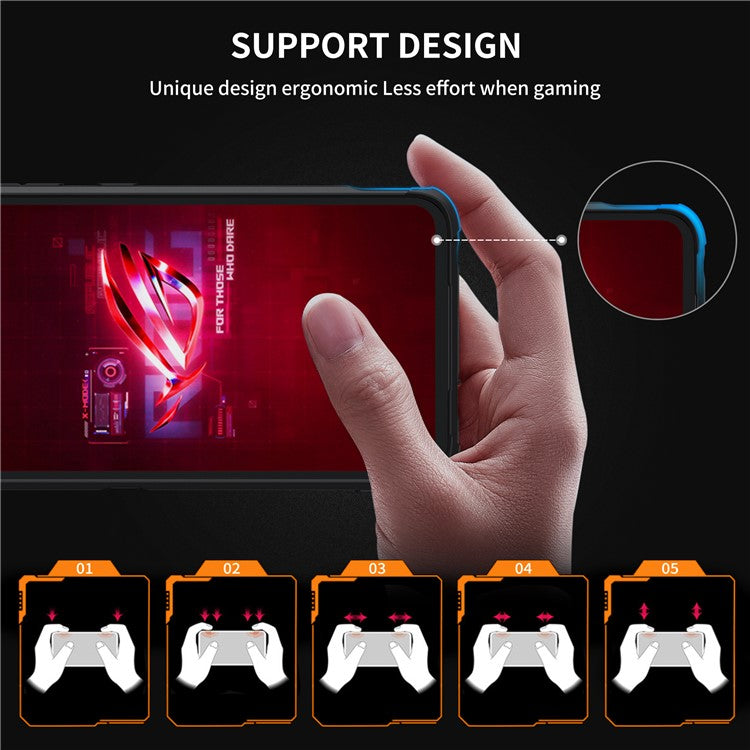 For Asus ROG Phone 7 5G / Phone 6 5G Shield Heat Dissipation Phone Case Liquid Silicone+PC Back Cover - Black