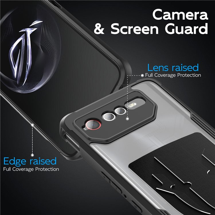 For Asus ROG Phone 7 5G / Phone 6 5G Shield Heat Dissipation Phone Case Liquid Silicone+PC Back Cover - Black