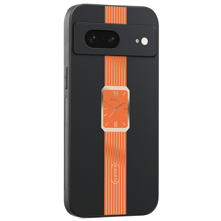 KADEM For Google Pixel 8 Case Leather+TPU+Acrylic Anti-Scratch Phone Cover - Orange
