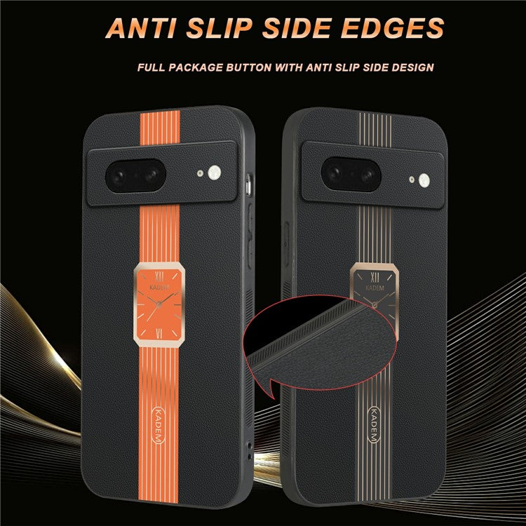 KADEM For Google Pixel 8 Case Leather+TPU+Acrylic Anti-Scratch Phone Cover - Orange