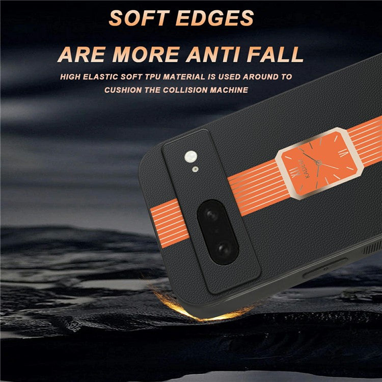 KADEM For Google Pixel 8 Case Leather+TPU+Acrylic Anti-Scratch Phone Cover - Black