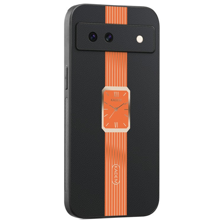 KADEM For Google Pixel 8a Case Leather+TPU+Acrylic Anti-Scratch Phone Cover - Orange