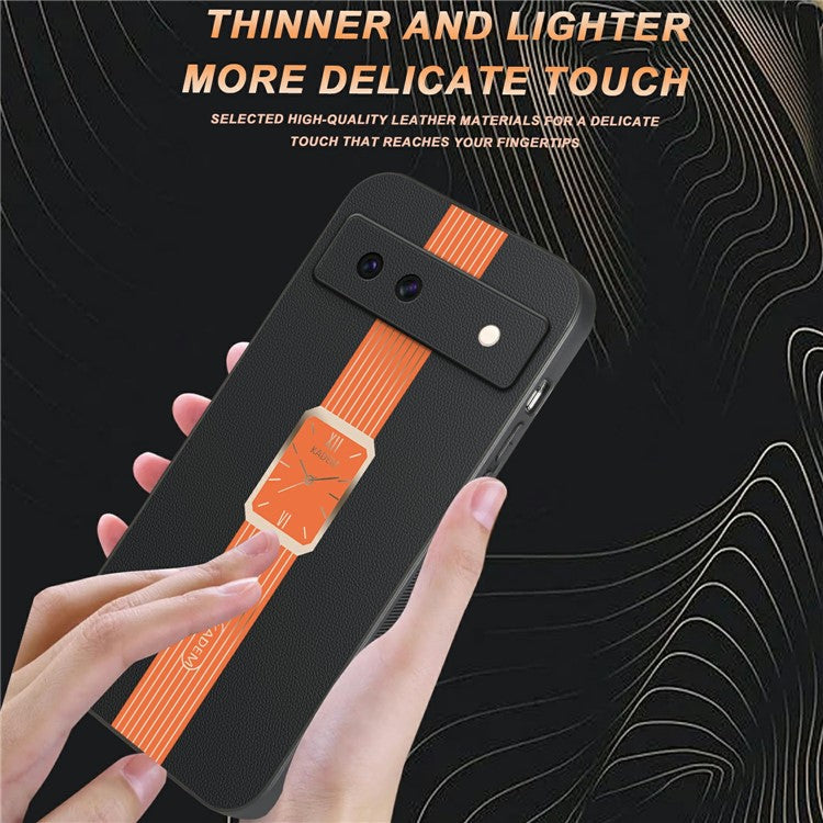 KADEM For Google Pixel 8a Case Leather+TPU+Acrylic Anti-Scratch Phone Cover - Black