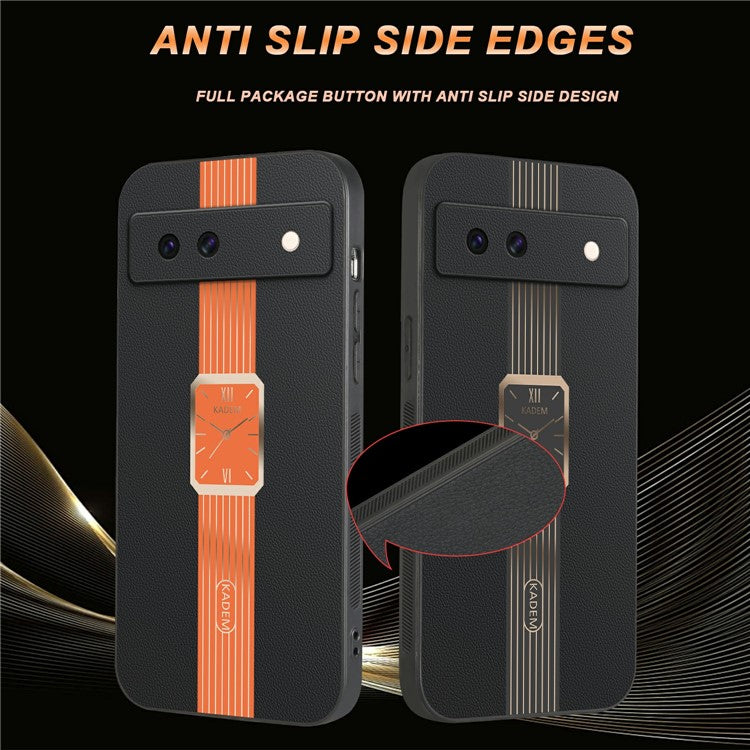 KADEM For Google Pixel 8a Case Leather+TPU+Acrylic Anti-Scratch Phone Cover - Black