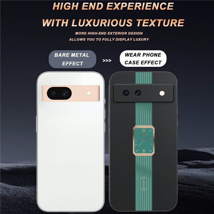 KADEM For Google Pixel 8a Case Leather+TPU+Acrylic Anti-Scratch Phone Cover - Black