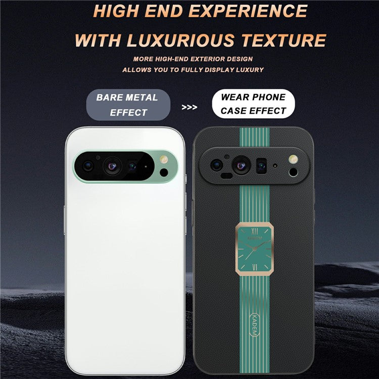 KADEM For Google Pixel 9 Case Leather+TPU+Acrylic Anti-Scratch Phone Cover - Green