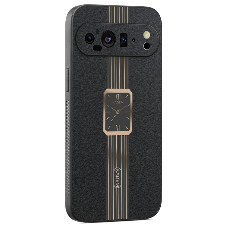 KADEM For Google Pixel 9 Case Leather+TPU+Acrylic Anti-Scratch Phone Cover - Black