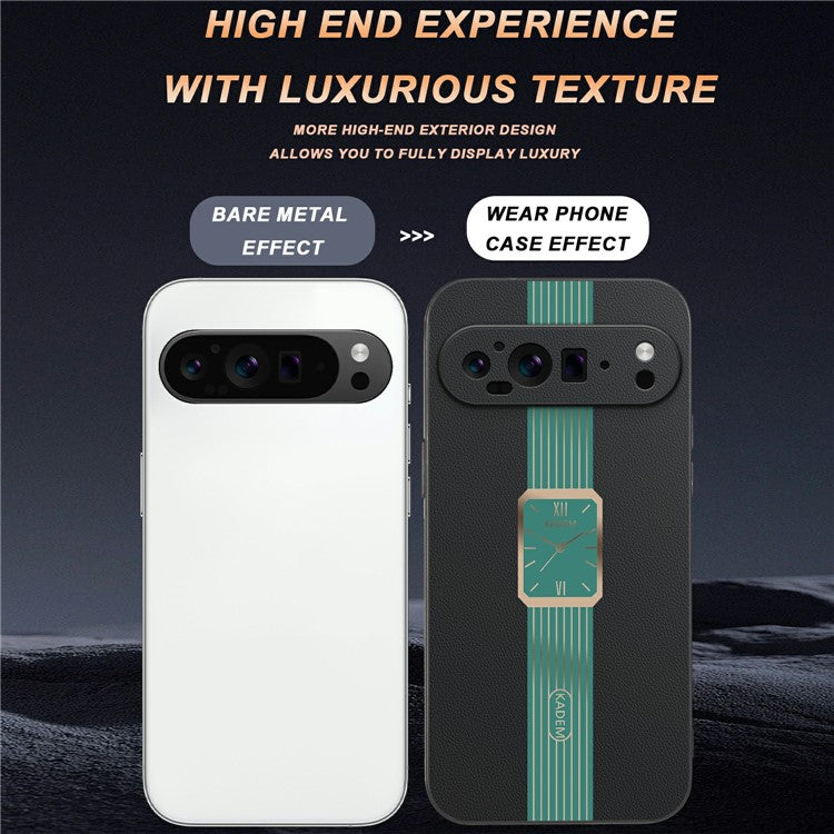 KADEM For Google Pixel 9 Pro Case Leather+TPU+Acrylic Anti-Scratch Phone Cover - Orange