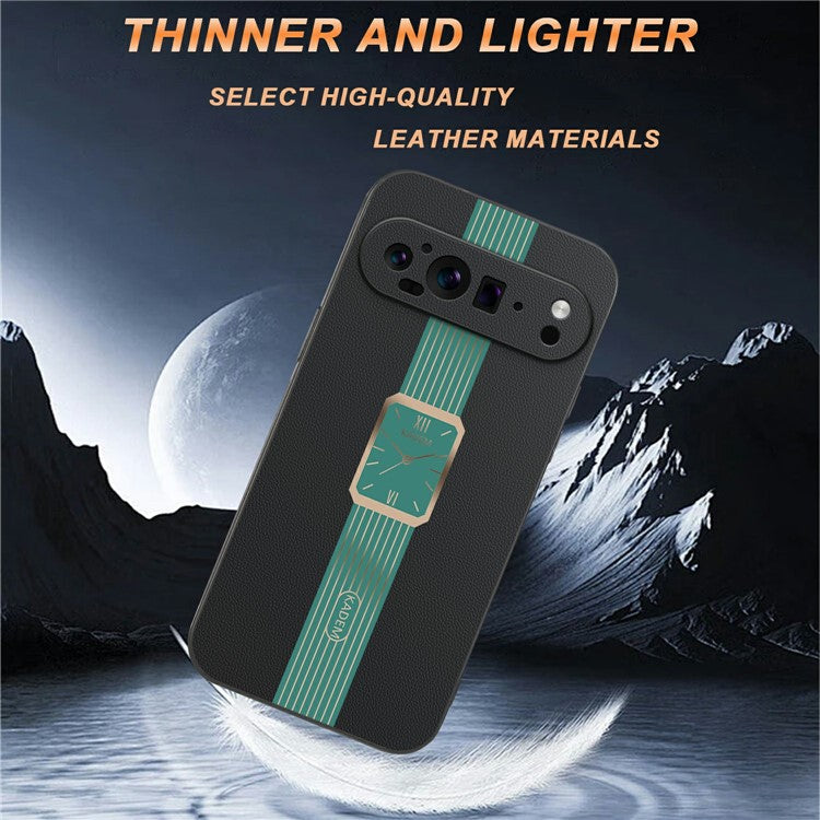 KADEM For Google Pixel 9 Pro Case Leather+TPU+Acrylic Anti-Scratch Phone Cover - Green