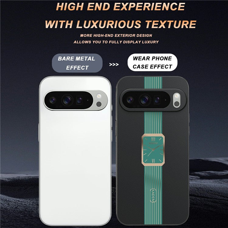 KADEM For Google Pixel 9 Pro XL Case Leather+TPU+Acrylic Anti-Scratch Phone Cover - Orange