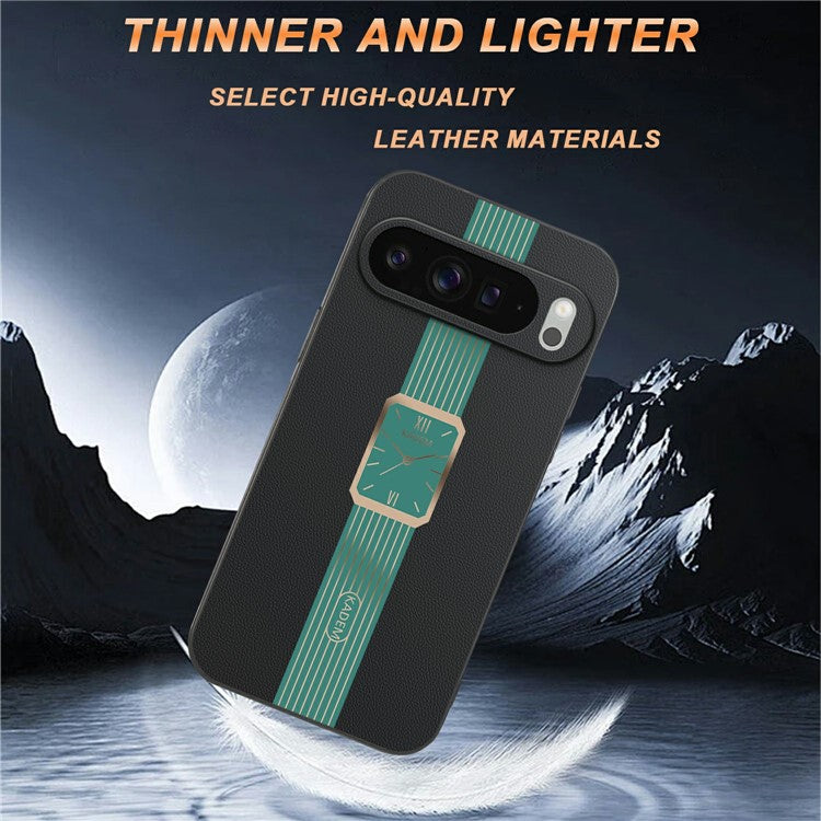 KADEM For Google Pixel 9 Pro XL Case Leather+TPU+Acrylic Anti-Scratch Phone Cover - Black