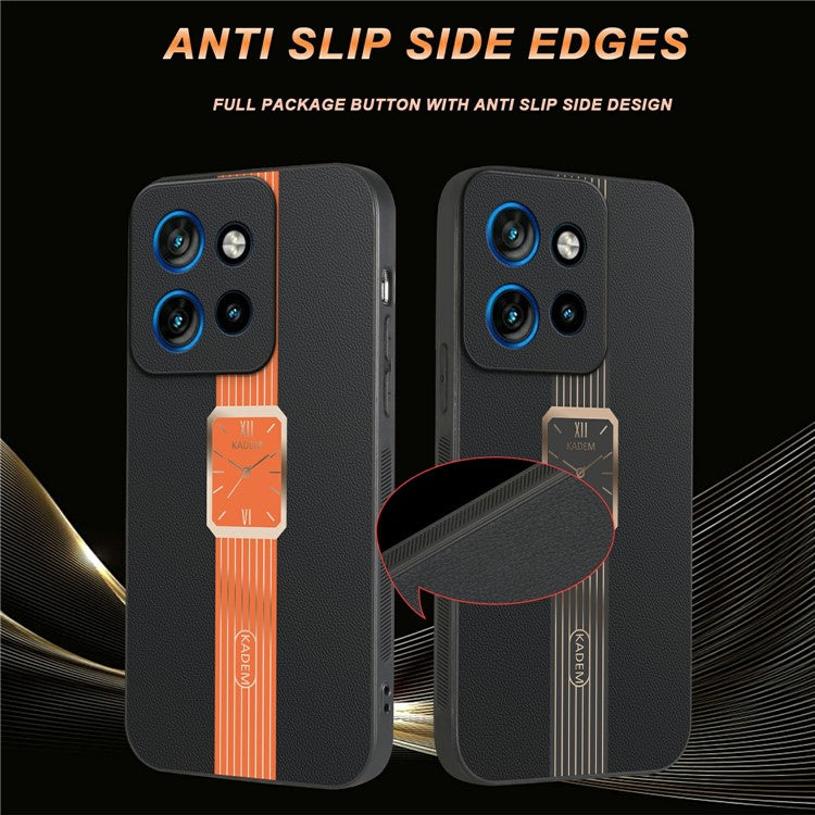 KADEM Case For Motorola Motorola ThinkPhone 25 5G / Edge 50 Neo 5G / Moto S50 5G Leather+TPU+Acrylic Anti-Scratch Phone Cover - Black