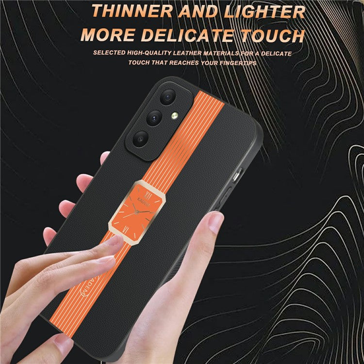 KADEM For Samsung Galaxy A35 5G Case Leather+TPU+Acrylic Anti-Scratch Phone Cover - Orange
