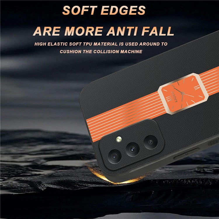 KADEM For Samsung Galaxy A35 5G Case Leather+TPU+Acrylic Anti-Scratch Phone Cover - Orange