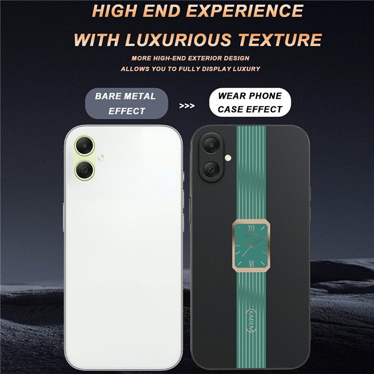 KADEM For Samsung Galaxy A06 Case Leather+TPU+Acrylic Anti-Scratch Phone Cover - Black