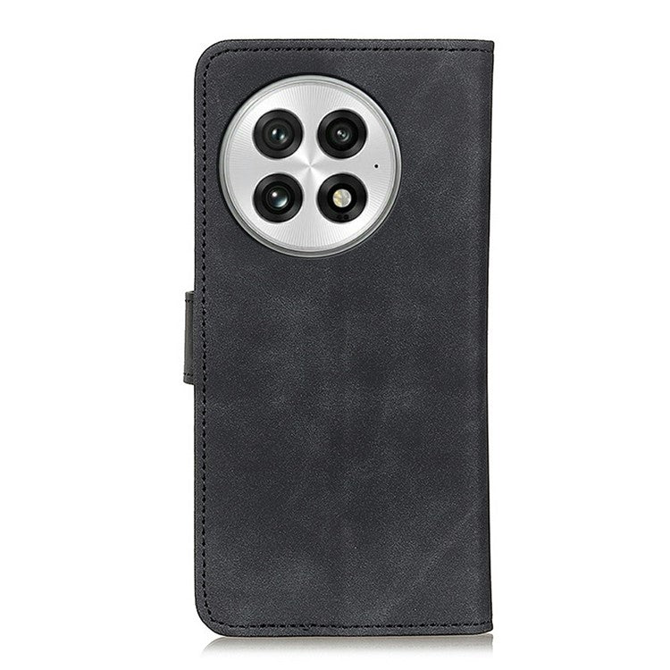 KHAZNEH For OnePlus 13 Case PU Leather Retro Texture Phone Cover - Black