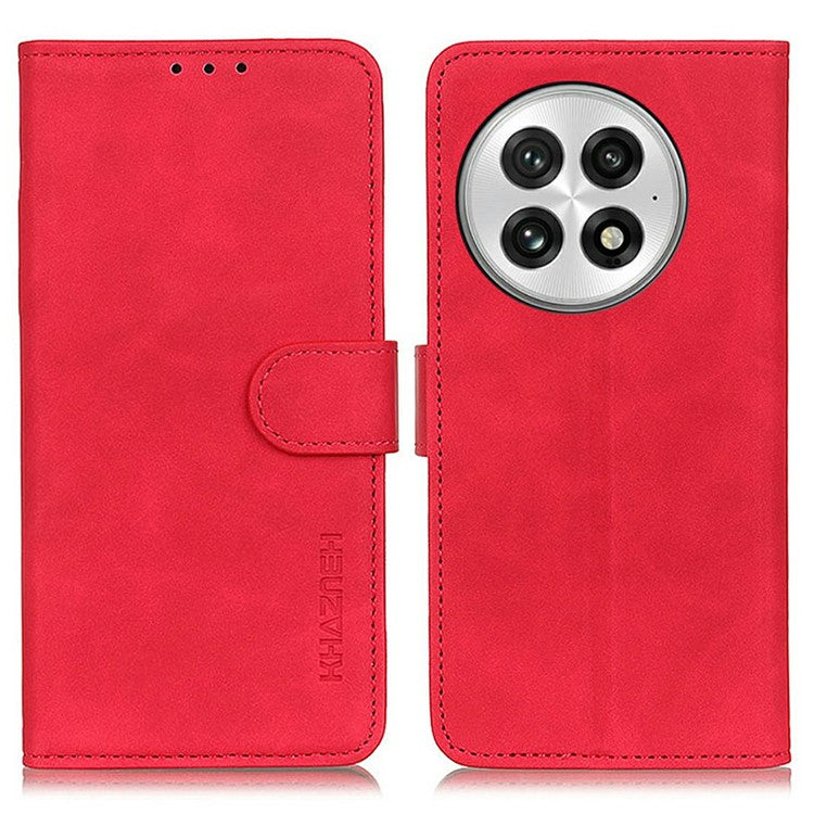 KHAZNEH For OnePlus 13 Case PU Leather Retro Texture Phone Cover - Red
