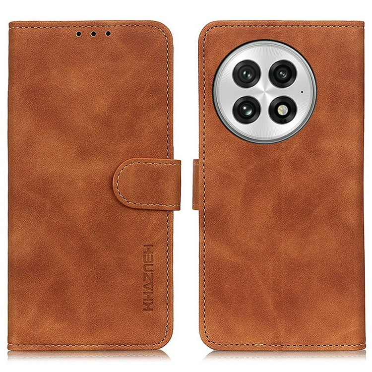 KHAZNEH For OnePlus 13 Case PU Leather Retro Texture Phone Cover - Brown