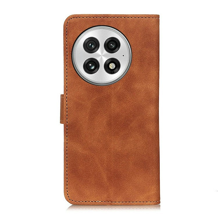 KHAZNEH For OnePlus 13 Case PU Leather Retro Texture Phone Cover - Brown