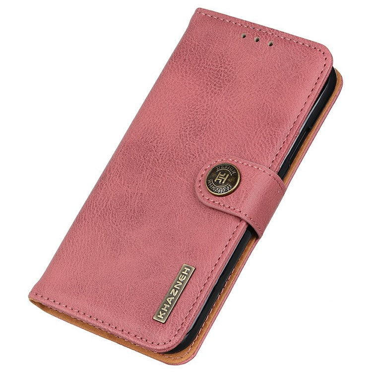 KHAZNEH For OnePlus 13 Wallet Case Cowhide Texture Leather Flip Phone Cover - Pink