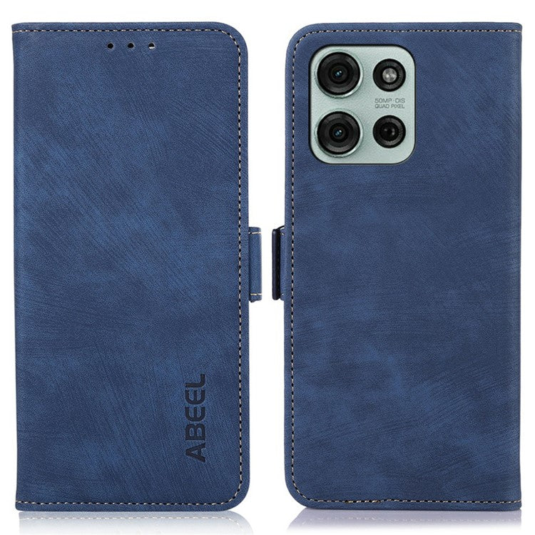 ABEEL For Motorola Moto G75 5G Wallet Phone Case Retro Leather Flip Cover with Stand - Blue