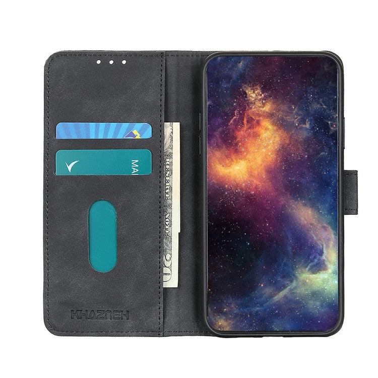 KHAZNEH For Motorola Moto G75 5G Case PU Leather Retro Texture Phone Cover - Black