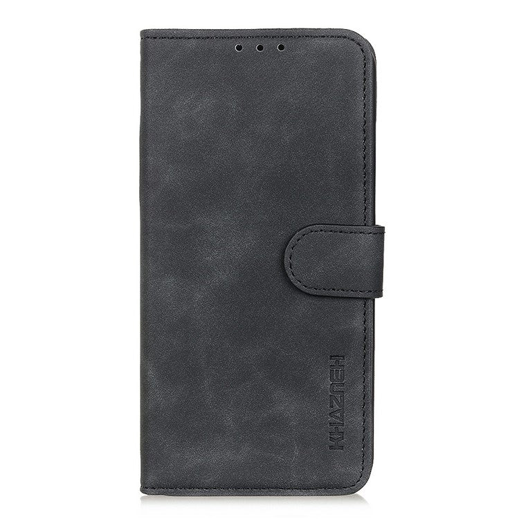 KHAZNEH For Motorola Moto G75 5G Case PU Leather Retro Texture Phone Cover - Black