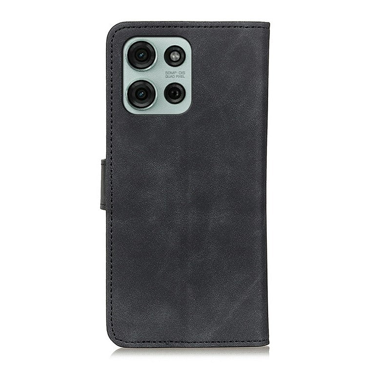 KHAZNEH For Motorola Moto G75 5G Case PU Leather Retro Texture Phone Cover - Black