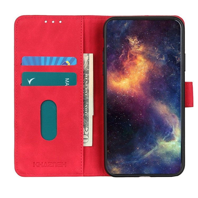 KHAZNEH For Motorola Moto G75 5G Case PU Leather Retro Texture Phone Cover - Red