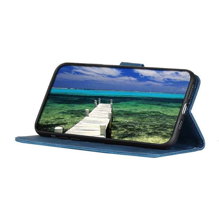 KHAZNEH For Motorola Moto G75 5G Case PU Leather Retro Texture Phone Cover - Blue