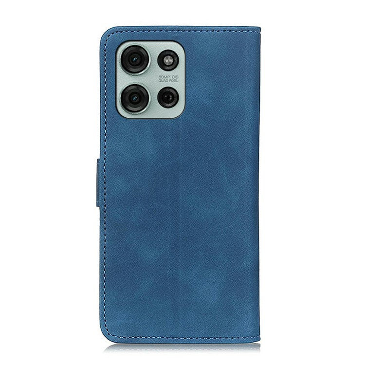 KHAZNEH For Motorola Moto G75 5G Case PU Leather Retro Texture Phone Cover - Blue