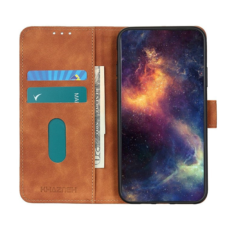 KHAZNEH For Motorola Moto G75 5G Case PU Leather Retro Texture Phone Cover - Brown