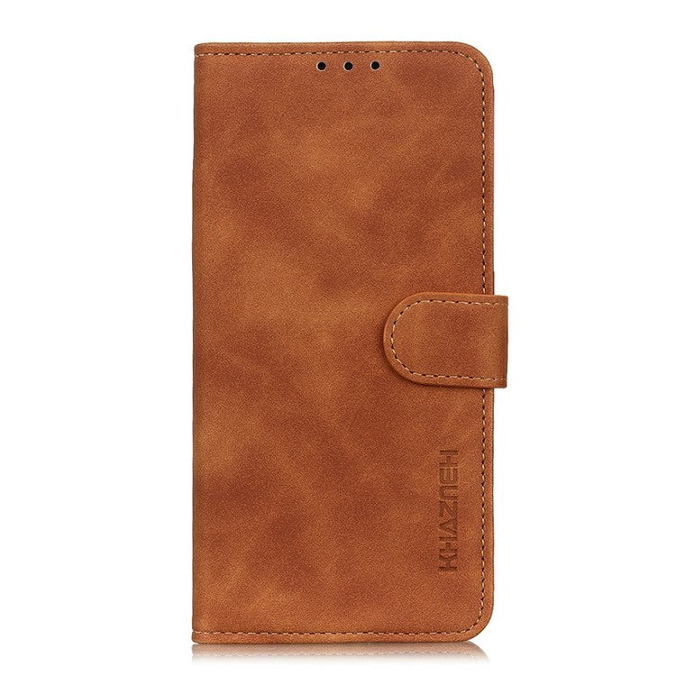 KHAZNEH For Motorola Moto G75 5G Case PU Leather Retro Texture Phone Cover - Brown