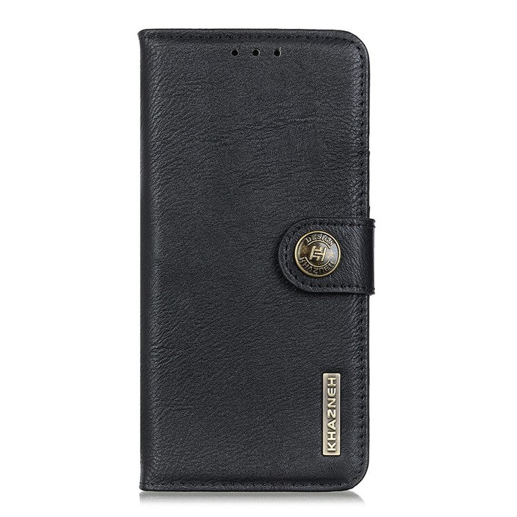 KHAZNEH For Motorola Moto G75 5G Wallet Case Cowhide Texture Leather Flip Phone Cover - Black
