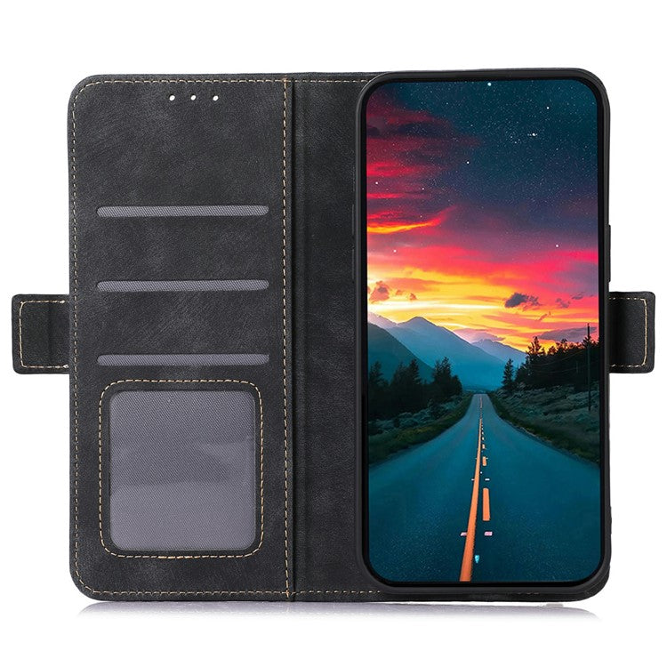 ABEEL For Google Pixel 9a Wallet Phone Case Retro Leather Flip Cover with Stand - Black