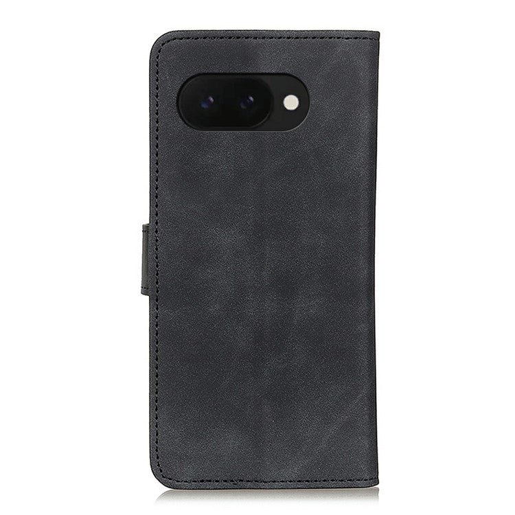 KHAZNEH For Google Pixel 9a Case PU Leather Retro Texture Phone Cover - Black