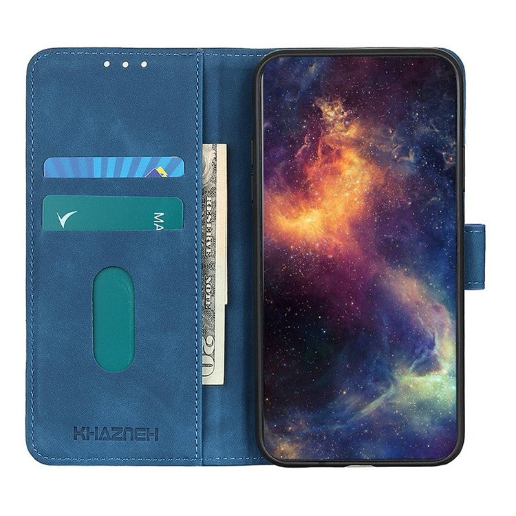 KHAZNEH For Google Pixel 9a Case PU Leather Retro Texture Phone Cover - Blue