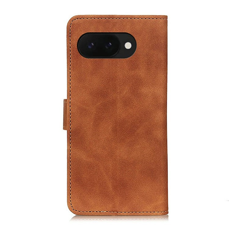 KHAZNEH For Google Pixel 9a Case PU Leather Retro Texture Phone Cover - Brown