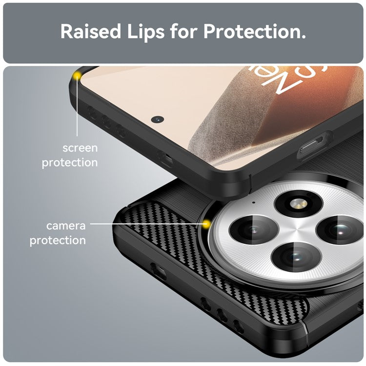 For OnePlus 13 Case Carbon Fiber Texture Brushed Anti Fingerprint Phone Back Cover - Black