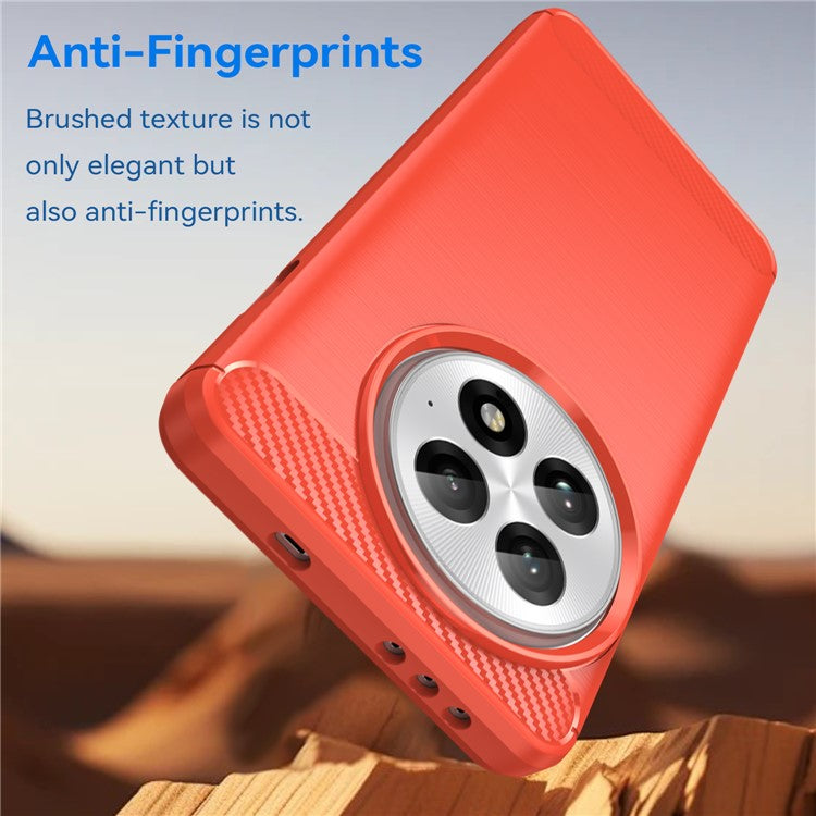 For OnePlus 13 Case Carbon Fiber Texture Brushed Anti Fingerprint Phone Back Cover - Red