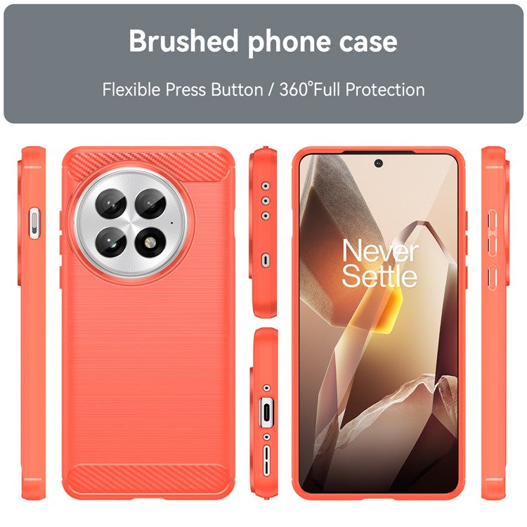 For OnePlus 13 Case Carbon Fiber Texture Brushed Anti Fingerprint Phone Back Cover - Red
