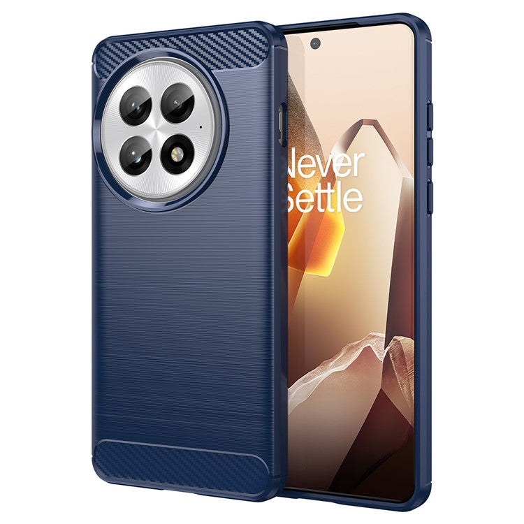 For OnePlus 13 Case Carbon Fiber Texture Brushed Anti Fingerprint Phone Back Cover - Blue